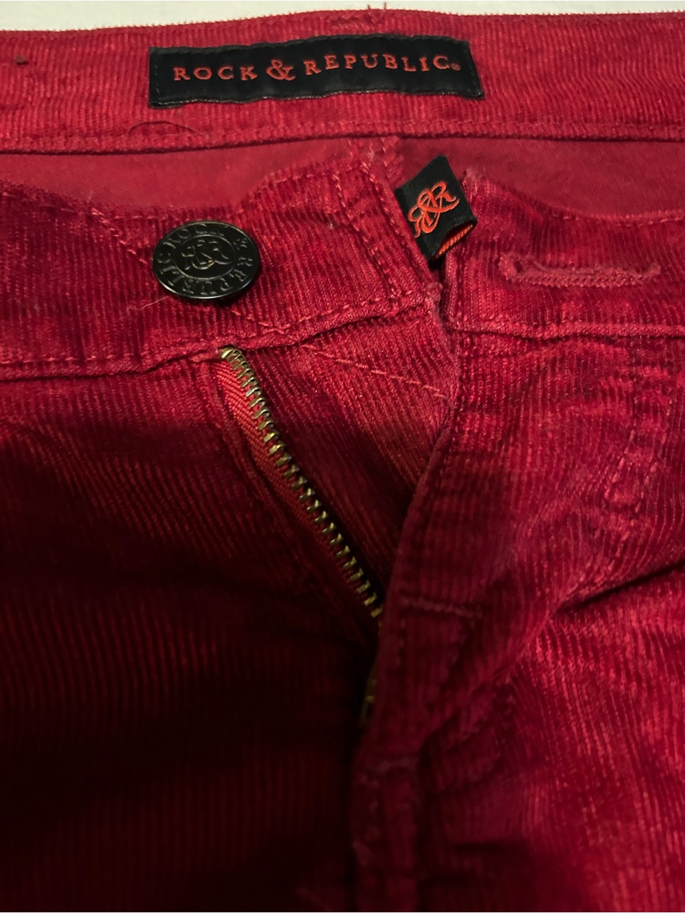 Rock & Republic Red Corduroy Pants Size 4M Berlin Fit - Picture 3 of 15